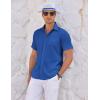image:imageCOOFANDY Mens Casual Textured Short Sleeve Button Down Summer Beach ShirtClassic Blue