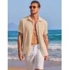 image:imageCOOFANDY Mens Casual Textured Short Sleeve Button Down Summer Beach ShirtKhaki