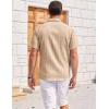 image:imageCOOFANDY Mens Casual Textured Short Sleeve Button Down Summer Beach ShirtKhaki