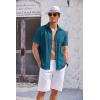 image:imageCOOFANDY Mens Casual Textured Short Sleeve Button Down Summer Beach ShirtLake Blue