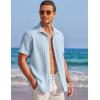image:imageCOOFANDY Mens Casual Textured Short Sleeve Button Down Summer Beach ShirtLight Blue