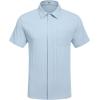 image:imageCOOFANDY Mens Casual Textured Short Sleeve Button Down Summer Beach ShirtLight Blue