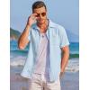 image:imageCOOFANDY Mens Casual Textured Short Sleeve Button Down Summer Beach ShirtLight Blue