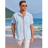 image:imageCOOFANDY Mens Casual Textured Short Sleeve Button Down Summer Beach ShirtLight Blue