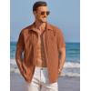 image:imageCOOFANDY Mens Casual Textured Short Sleeve Button Down Summer Beach ShirtLight Brown