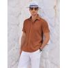 image:imageCOOFANDY Mens Casual Textured Short Sleeve Button Down Summer Beach ShirtLight Brown