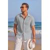 image:imageCOOFANDY Mens Casual Textured Short Sleeve Button Down Summer Beach ShirtLight Gray