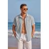 image:imageCOOFANDY Mens Casual Textured Short Sleeve Button Down Summer Beach ShirtLight Gray