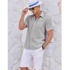 image:imageCOOFANDY Mens Casual Textured Short Sleeve Button Down Summer Beach ShirtLight Gray