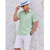 image:imageCOOFANDY Mens Casual Textured Short Sleeve Button Down Summer Beach ShirtLight Green