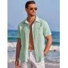 image:imageCOOFANDY Mens Casual Textured Short Sleeve Button Down Summer Beach ShirtLight Green