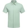 image:imageCOOFANDY Mens Casual Textured Short Sleeve Button Down Summer Beach ShirtLight Green
