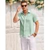 image:imageCOOFANDY Mens Casual Textured Short Sleeve Button Down Summer Beach ShirtLight Green