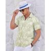 image:imageCOOFANDY Mens Casual Textured Short Sleeve Button Down Summer Beach ShirtLight Green White Leaf