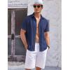 image:imageCOOFANDY Mens Casual Textured Short Sleeve Button Down Summer Beach ShirtNavy Blue