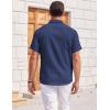 image:imageCOOFANDY Mens Casual Textured Short Sleeve Button Down Summer Beach ShirtNavy Blue