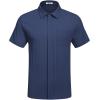 image:imageCOOFANDY Mens Casual Textured Short Sleeve Button Down Summer Beach ShirtNavy Blue