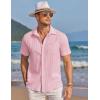 image:imageCOOFANDY Mens Casual Textured Short Sleeve Button Down Summer Beach ShirtOrange Pink