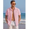 image:imageCOOFANDY Mens Casual Textured Short Sleeve Button Down Summer Beach ShirtOrange Pink