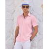 image:imageCOOFANDY Mens Casual Textured Short Sleeve Button Down Summer Beach ShirtOrange Pink