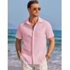 image:imageCOOFANDY Mens Casual Textured Short Sleeve Button Down Summer Beach ShirtOrange Pink