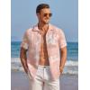 image:imageCOOFANDY Mens Casual Textured Short Sleeve Button Down Summer Beach ShirtPink White Floral
