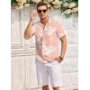 image:imageCOOFANDY Mens Casual Textured Short Sleeve Button Down Summer Beach ShirtPink White Floral