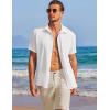 image:imageCOOFANDY Mens Casual Textured Short Sleeve Button Down Summer Beach ShirtWhite