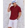 image:imageCOOFANDY Mens Casual Textured Short Sleeve Button Down Summer Beach ShirtWine Red