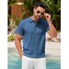 image:imageCOOFANDY Mens Knit Polo Shirts Short Sleeve Ribbed Textured Polo Shirt Lightweight Casual Golf Shirts Collared T ShirtDenim Blue