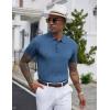 image:imageCOOFANDY Mens Knit Polo Shirts Short Sleeve Ribbed Textured Polo Shirt Lightweight Casual Golf Shirts Collared T ShirtDenim Blue