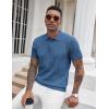 image:imageCOOFANDY Mens Knit Polo Shirts Short Sleeve Ribbed Textured Polo Shirt Lightweight Casual Golf Shirts Collared T ShirtDenim Blue