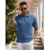 image:imageCOOFANDY Mens Knit Polo Shirts Short Sleeve Ribbed Textured Polo Shirt Lightweight Casual Golf Shirts Collared T ShirtDenim Blue