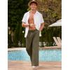 image:imageCOOFANDY Mens Linen Pant Elastic Waist Linen Pants Drawstring Summer Beach PantA Army Green
