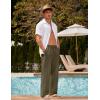 image:imageCOOFANDY Mens Linen Pant Elastic Waist Linen Pants Drawstring Summer Beach PantA Army Green