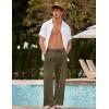 image:imageCOOFANDY Mens Linen Pant Elastic Waist Linen Pants Drawstring Summer Beach PantA Army Green