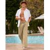 image:imageCOOFANDY Mens Linen Pant Elastic Waist Linen Pants Drawstring Summer Beach PantA Beige
