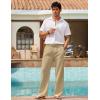 image:imageCOOFANDY Mens Linen Pant Elastic Waist Linen Pants Drawstring Summer Beach PantA Beige