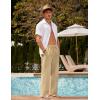 image:imageCOOFANDY Mens Linen Pant Elastic Waist Linen Pants Drawstring Summer Beach PantA Beige