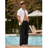 image:imageCOOFANDY Mens Linen Pant Elastic Waist Linen Pants Drawstring Summer Beach PantA Black