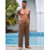 image:imageCOOFANDY Mens Linen Pant Elastic Waist Linen Pants Drawstring Summer Beach PantA Brown
