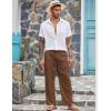 image:imageCOOFANDY Mens Linen Pant Elastic Waist Linen Pants Drawstring Summer Beach PantA Brown