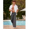 image:imageCOOFANDY Mens Linen Pant Elastic Waist Linen Pants Drawstring Summer Beach PantA Dark Grey