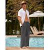 image:imageCOOFANDY Mens Linen Pant Elastic Waist Linen Pants Drawstring Summer Beach PantA Dark Grey