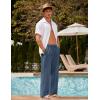 image:imageCOOFANDY Mens Linen Pant Elastic Waist Linen Pants Drawstring Summer Beach PantA Denim Blue