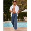 image:imageCOOFANDY Mens Linen Pant Elastic Waist Linen Pants Drawstring Summer Beach PantA Denim Blue