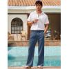 image:imageCOOFANDY Mens Linen Pant Elastic Waist Linen Pants Drawstring Summer Beach PantA Denim Blue