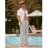 image:imageCOOFANDY Mens Linen Pant Elastic Waist Linen Pants Drawstring Summer Beach PantA Grey