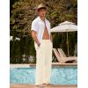 image:imageCOOFANDY Mens Linen Pant Elastic Waist Linen Pants Drawstring Summer Beach PantA Light Khaki