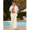 image:imageCOOFANDY Mens Linen Pant Elastic Waist Linen Pants Drawstring Summer Beach PantA Light Khaki
